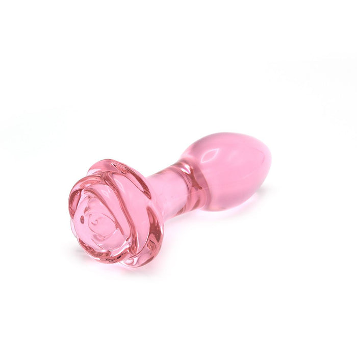 Kiotos Glass - Glazen Buttplug Met Roos - Roze-Erotiekvoordeel.nl
