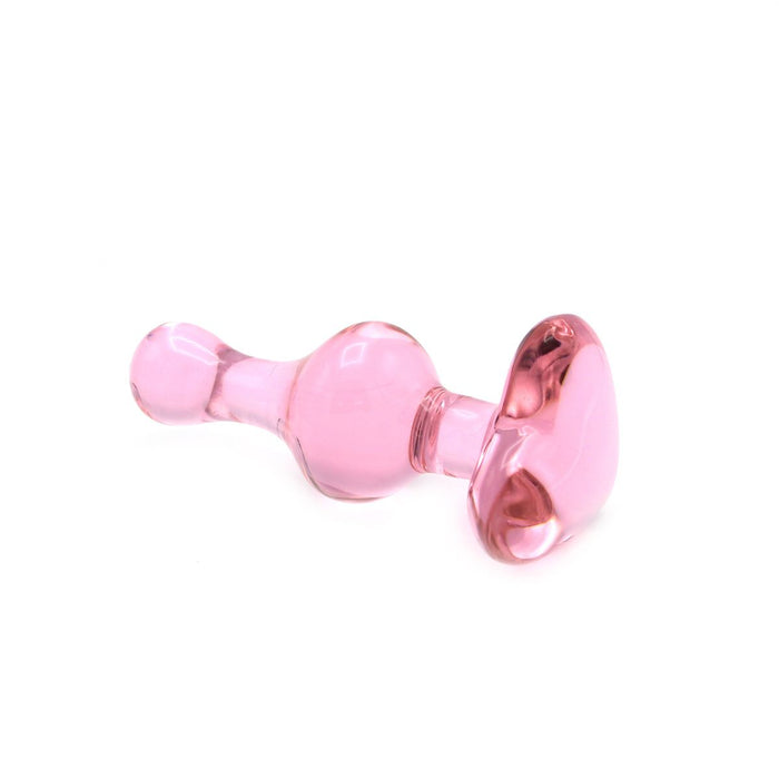 Kiotos Glass - Roze Buttplug Van Glas Met Hartje-Erotiekvoordeel.nl