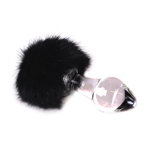 Kiotos - Glass butt plug with black rabbit tail-Erotiekvoordeel.nl