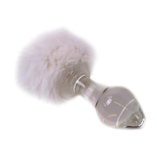 Kiotos - Glass butt plug with white bunny tail - Erotiekvoordeel.nl