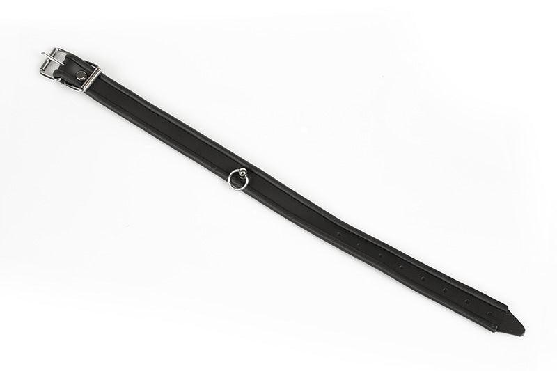 Kiotos - Collier classique en cuir pour femme avec boucle et anneau en O – Noir - Erotiekvoordeel.nl
