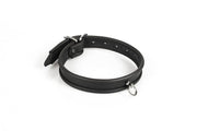 Kiotos - Collier classique en cuir pour femme avec boucle et anneau en O – Noir - Erotiekvoordeel.nl