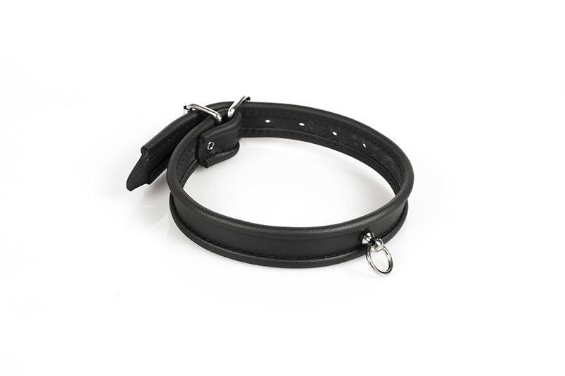 Kiotos - Collier classique en cuir pour femme avec boucle et anneau en O – Noir - Erotiekvoordeel.nl
