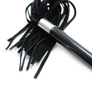 Kiotos Leather - Flogger Met Acryl Handvat - Zwart-Erotiekvoordeel.nl