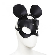 Kiotos - Mouse - Fetish Masker met Oortjes - PU Leer - Zwart-Erotiekvoordeel.nl