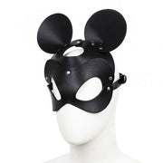 Kiotos - Mouse - Fetish Masker met Oortjes - PU Leer - Zwart-Erotiekvoordeel.nl