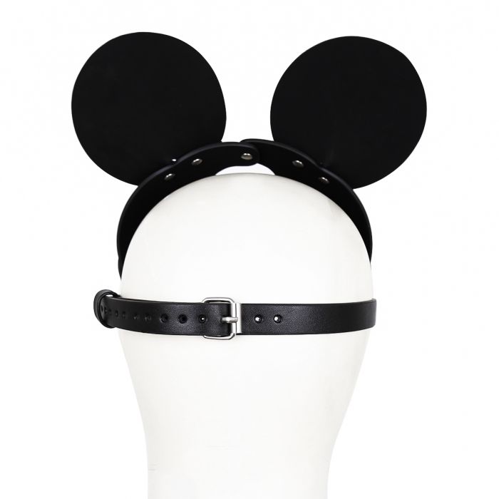 Kiotos - Mouse - Fetish Masker met Oortjes - PU Leer - Zwart-Erotiekvoordeel.nl