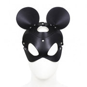 Kiotos - Mouse - Fetish Masker met Oortjes - PU Leer - Zwart-Erotiekvoordeel.nl