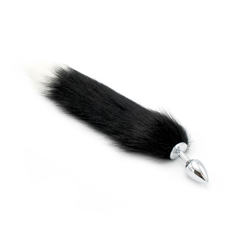 Kiotos - Stainless Steel Butt Plug With Faux Fox Tail - Black - Size S-Erotiekvoordeel.nl