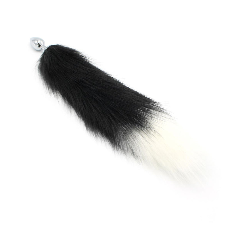 Kiotos - Stainless Steel Buttplug With Faux Fox Tail - Black - Size S-Erotiekvoordeel.nl