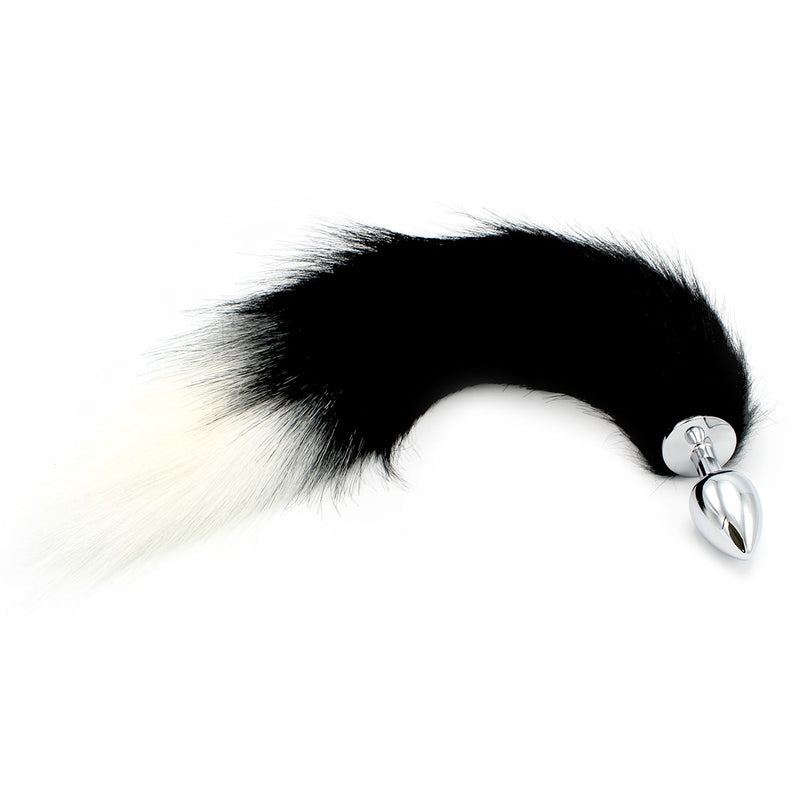 Kiotos - Stainless Steel Butt Plug With Faux Fur Fox Tail - Black - Size S-Erotiekvoordeel.nl