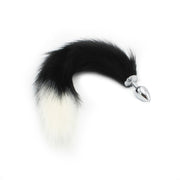 Kiotos - Stainless Steel Butt Plug with Faux Fox Tail - Black - Size S - Erotiekvoordeel.nl