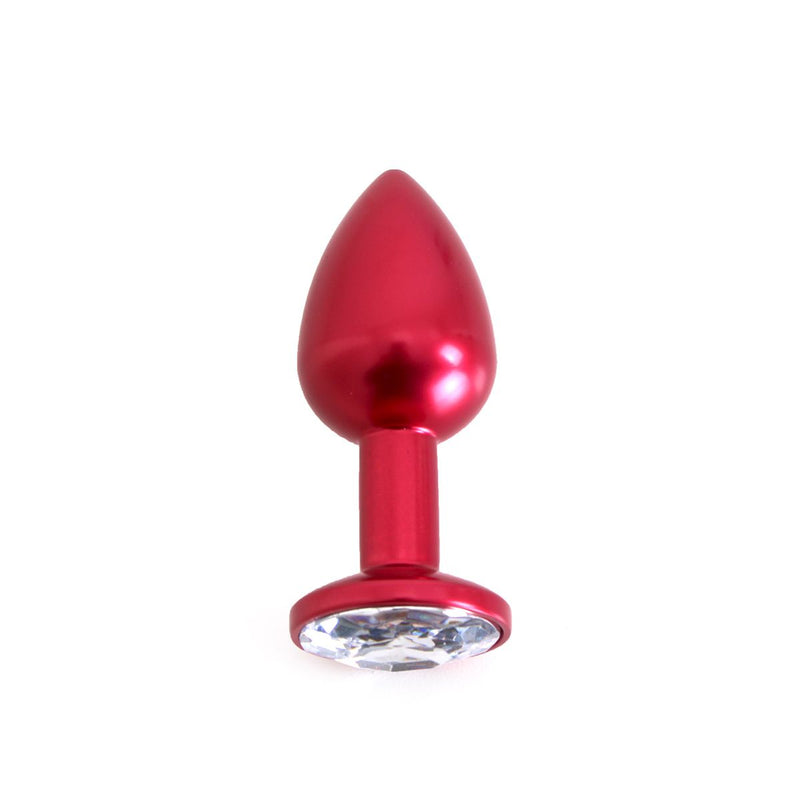 Kiotos - Red Aluminium Butt Plug With White Decorative Crystal-Erotiekvoordeel.nl