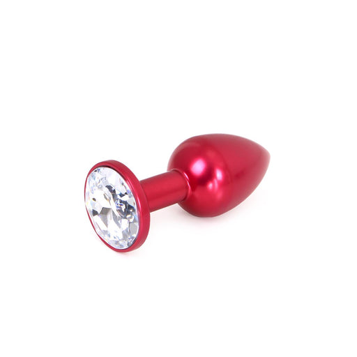 Kiotos - Red Aluminum Buttplug with White Decorative Crystal-Erotiekvoordeel.nl