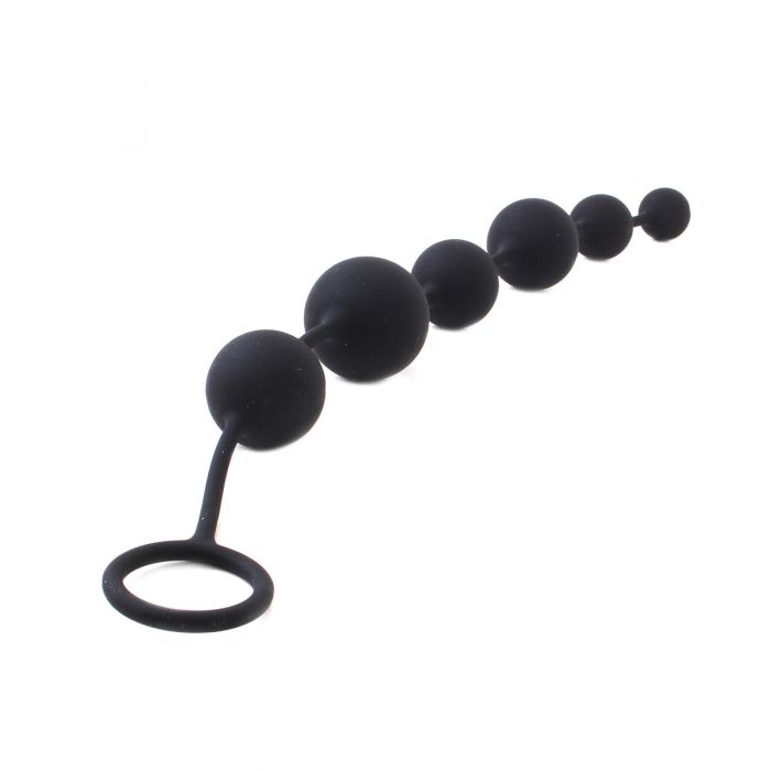 Kiotos - Collana anale in silicone con perline - 6 perline - Nero - Erotiekvoordeel.nl