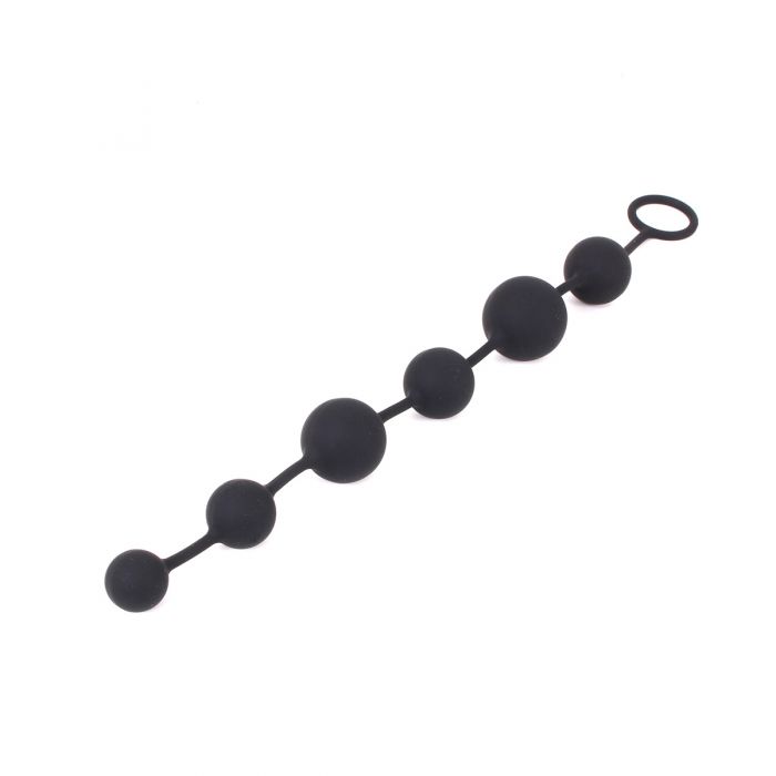 Kiotos - Collana anale in silicone con perline - 6 perline - Nero - Erotiekvoordeel.nl
