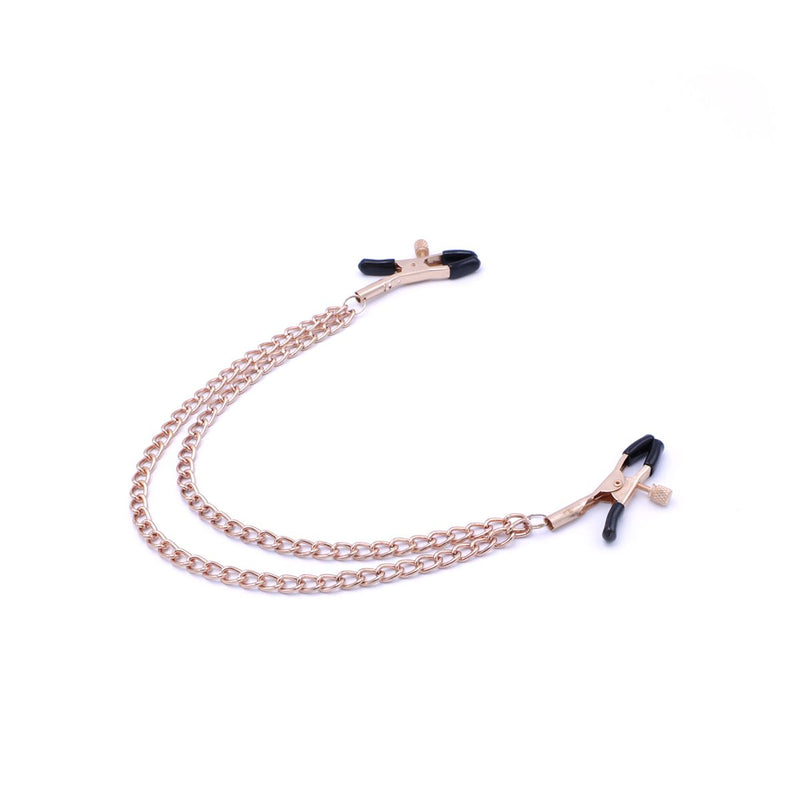 Kiotos - Rose Gold Nipple Clamps - With Double Decorative Chain - Erotiekvoordeel.nl