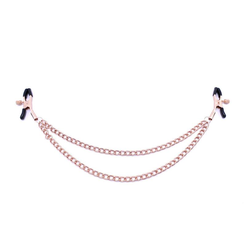 Kiotos - Tepelklemmen Rosé Goud Met dubbele Ketting-Erotiekvoordeel.nl