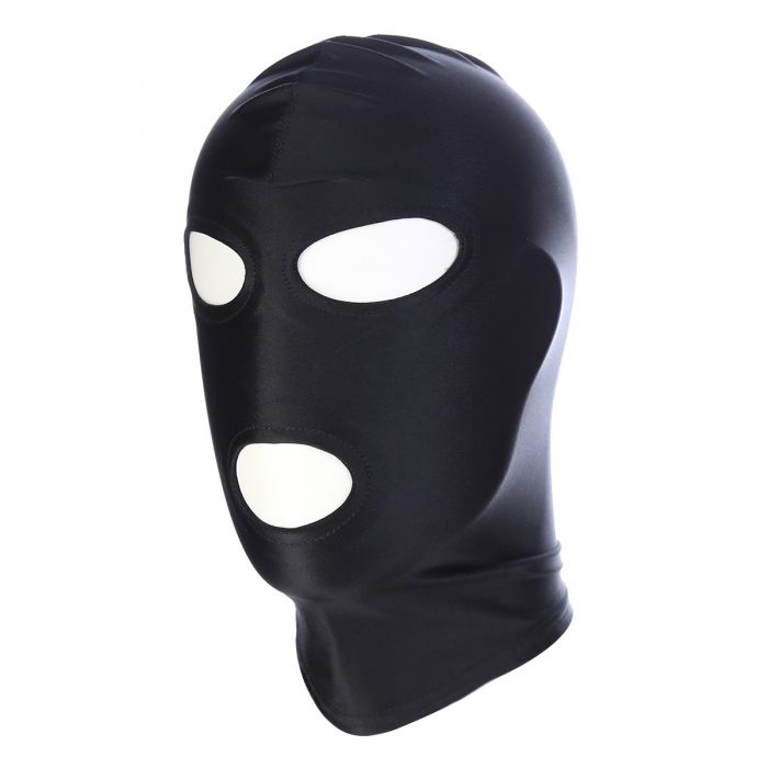 Kiotos - Zwarte BDSM Hood - Spandex 3 Gaten-Erotiekvoordeel.nl