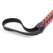 Lange gevlochten single tail - Bull Whip - 190 cm lang - Rood/Zwart-Erotiekvoordeel.nl