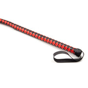Lange gevlochten single tail - Bull Whip - 190 cm lang - Rood/Zwart-Erotiekvoordeel.nl