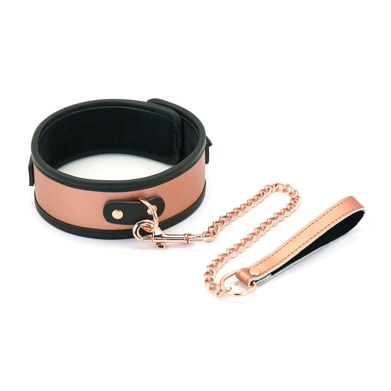 Liebe Seele - Rose Gold Memory - Exclusieve Leren Collar En Leiband - Rosé Goud-Erotiekvoordeel.nl