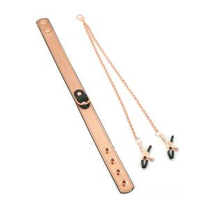 Liebe Seele - Rose Gold Memory - Exclusieve Smalle collar Met Tepelklemmen - Rosé Goud-Erotiekvoordeel.nl