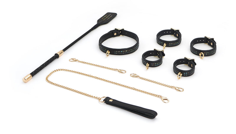 Liebe Seele - Shining Girl Handgemaakte Leren collar Met Rosé Gouden leiband Ketting Met strass Steentjes-Erotiekvoordeel.nl