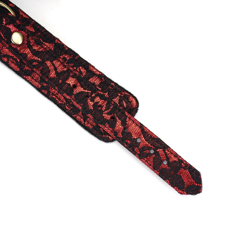 Liebe Seele - Victorian Garden Collar mit Leine - Vegan - Schwarz/Rot - Erotiekvoordeel.nl