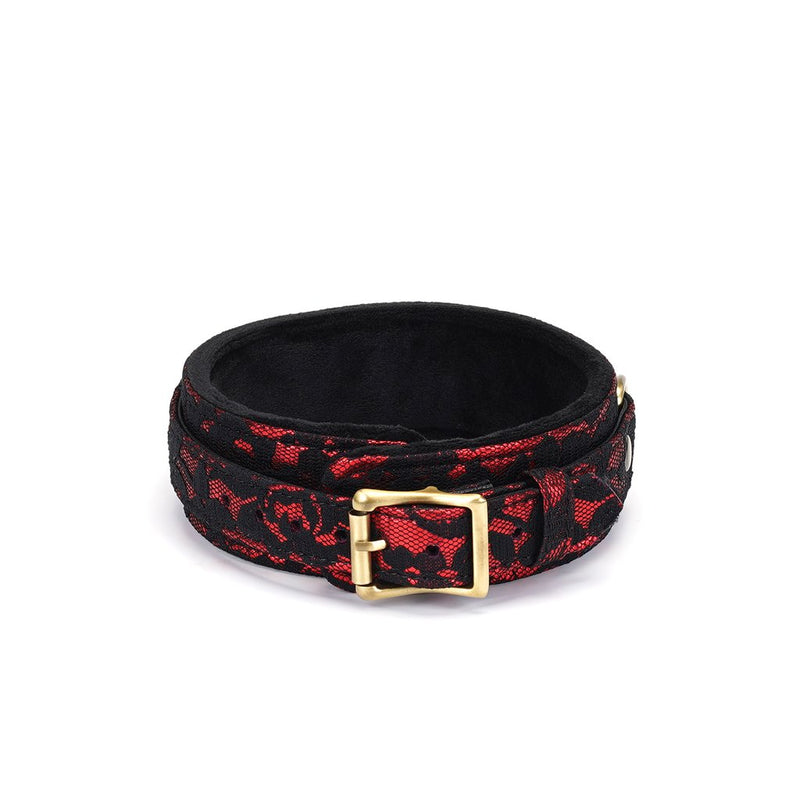 Liebe Seele - Victorian Garden Halsband mit Leine - Vegan - Schwarz/Rot - Erotiekvoordeel.nl