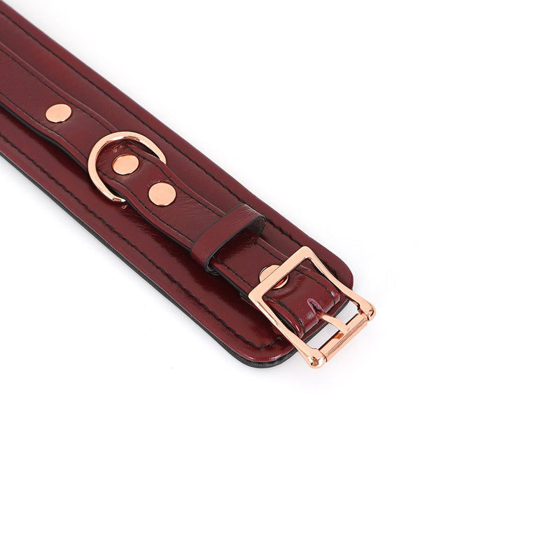 Liebe Seele - Wine Red - Lederen Polsboeien - Rosé Gouden Ketting & Hardware - Exclusief En Luxe ontwerp-Erotiekvoordeel.nl