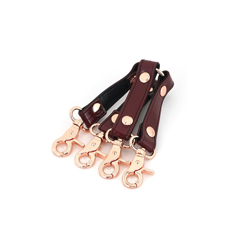 Liebe Seele - Wine Red - Leren Hogtie Met clips - exclusief En Luxe ontwerp - wijnrood-Erotiekvoordeel.nl