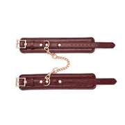 Liebe Seele - Wine Red - Leren Enkelboeien Met Rosé Gouden Ketting - exclusief En Luxe ontwerp - wijnrood-Erotiekvoordeel.nl