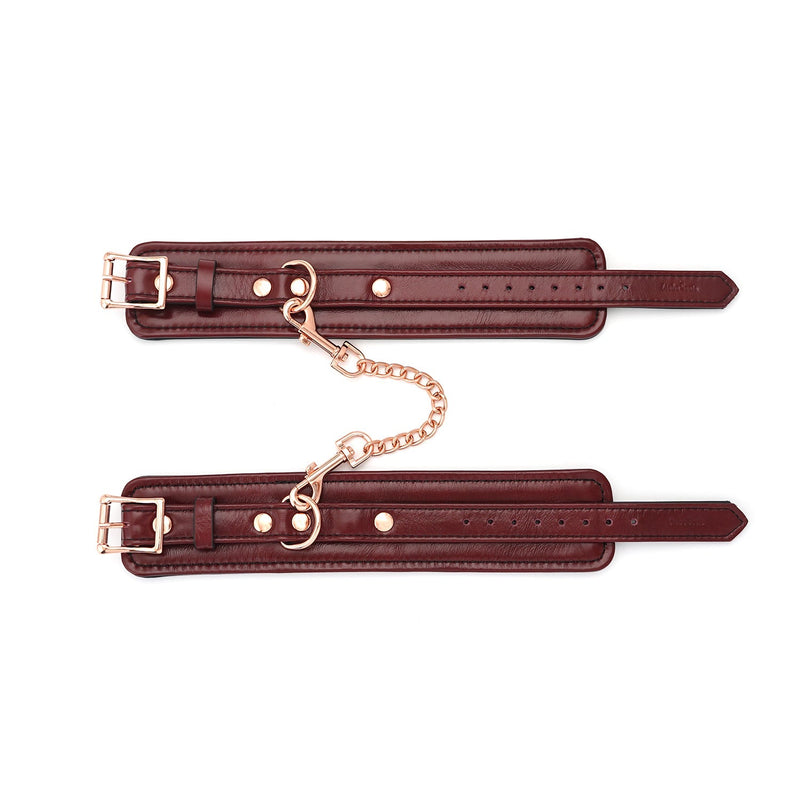 Liebe Seele - Wine Red - Leren Enkelboeien Met Rosé Gouden Ketting - exclusief En Luxe ontwerp - wijnrood-Erotiekvoordeel.nl