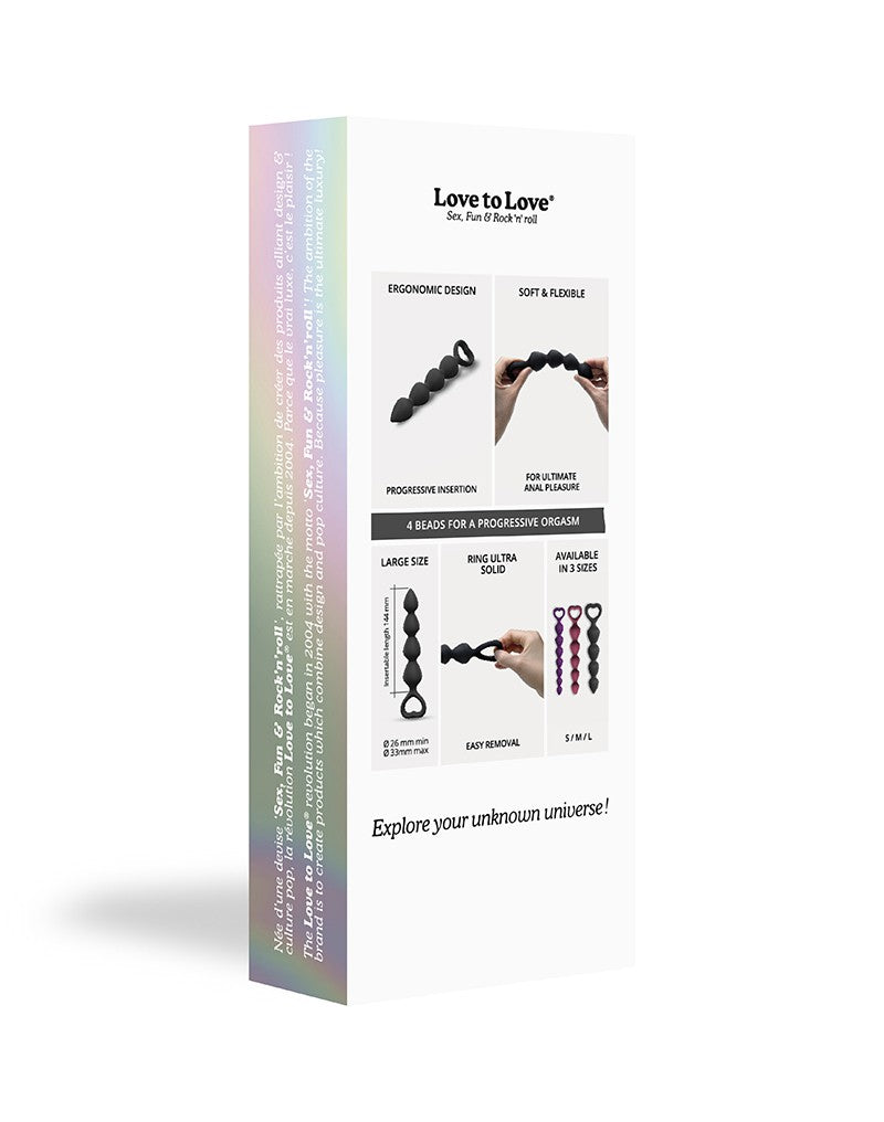 Love to Love - Bing Bang - Anaal Kralen Met Hartvormig Handvat - Zwart - Maat L-Erotiekvoordeel.nl