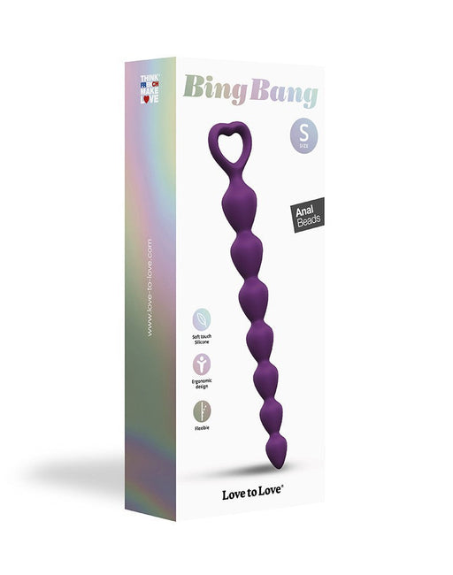 Love to Love - Bing Bang - Anal Beads with Heart-Shaped Handle - Purple - Size S-Erotiekvoordeel.nl