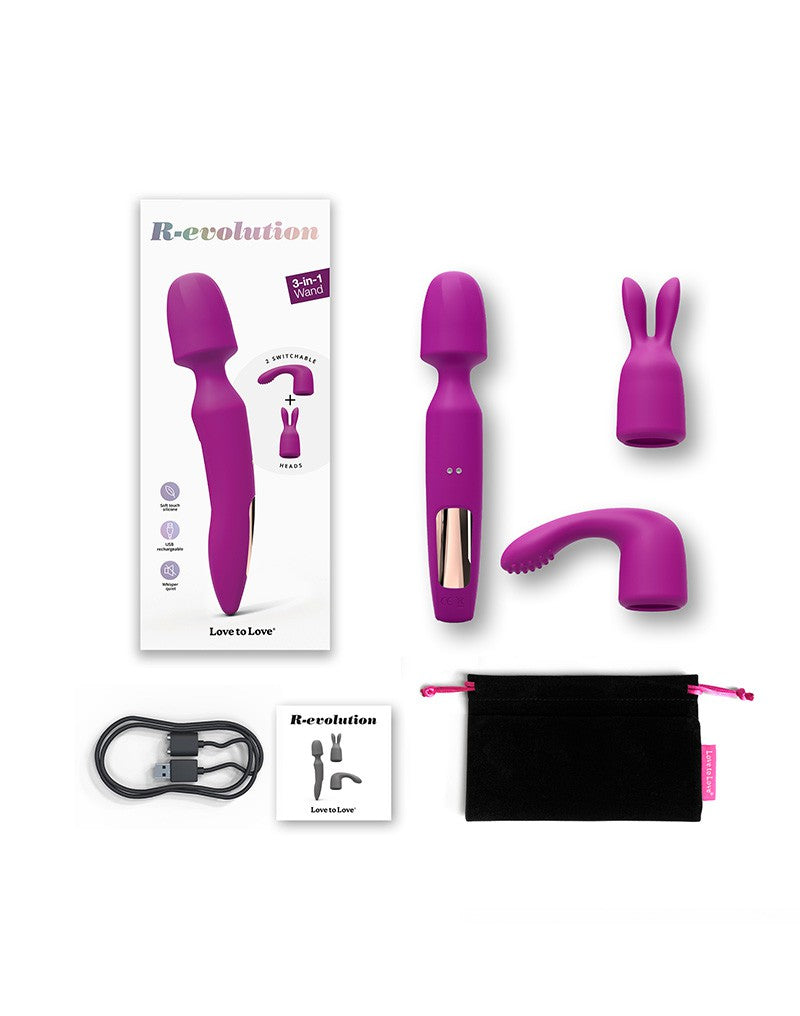 Love to Love - R-Evolution Stabvibrator-Set - 2 austauschbare Aufsätze - Rosa - Erotiekvoordeel.nl