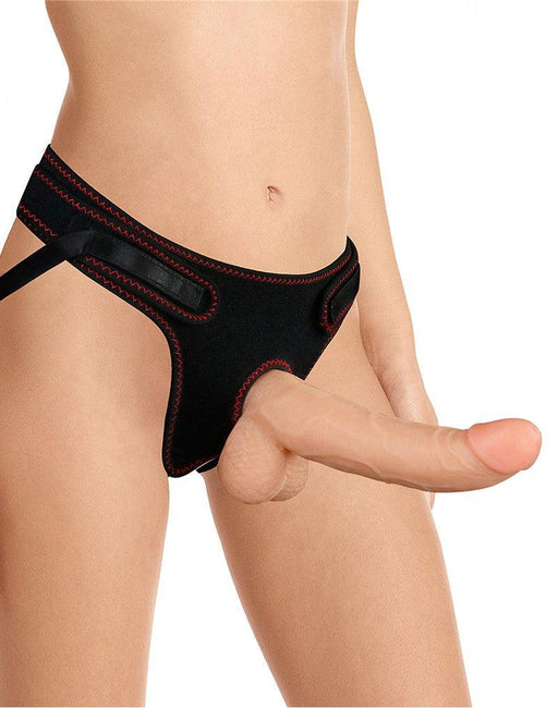 LoveToy - Set de arnés Easy con consolador - 21,5 cm con escroto - Tono piel claro - Erotiekvoordeel.nl