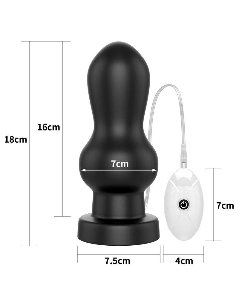 LoveToy - Rammer - King Size Vibrating Butt Plug - 18 cm - Black-Erotiekvoordeel.nl