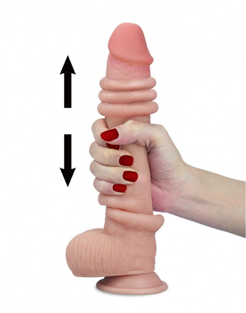 LoveToy - dildo z przesuwaną skórą - Długość 23 cm - jasny odcień skóry-Erotiekvoordeel.nl