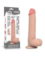 LoveToy - dildo z przesuwaną skórą - długość 23 cm - jasna skóra - Erotiekvoordeel.nl