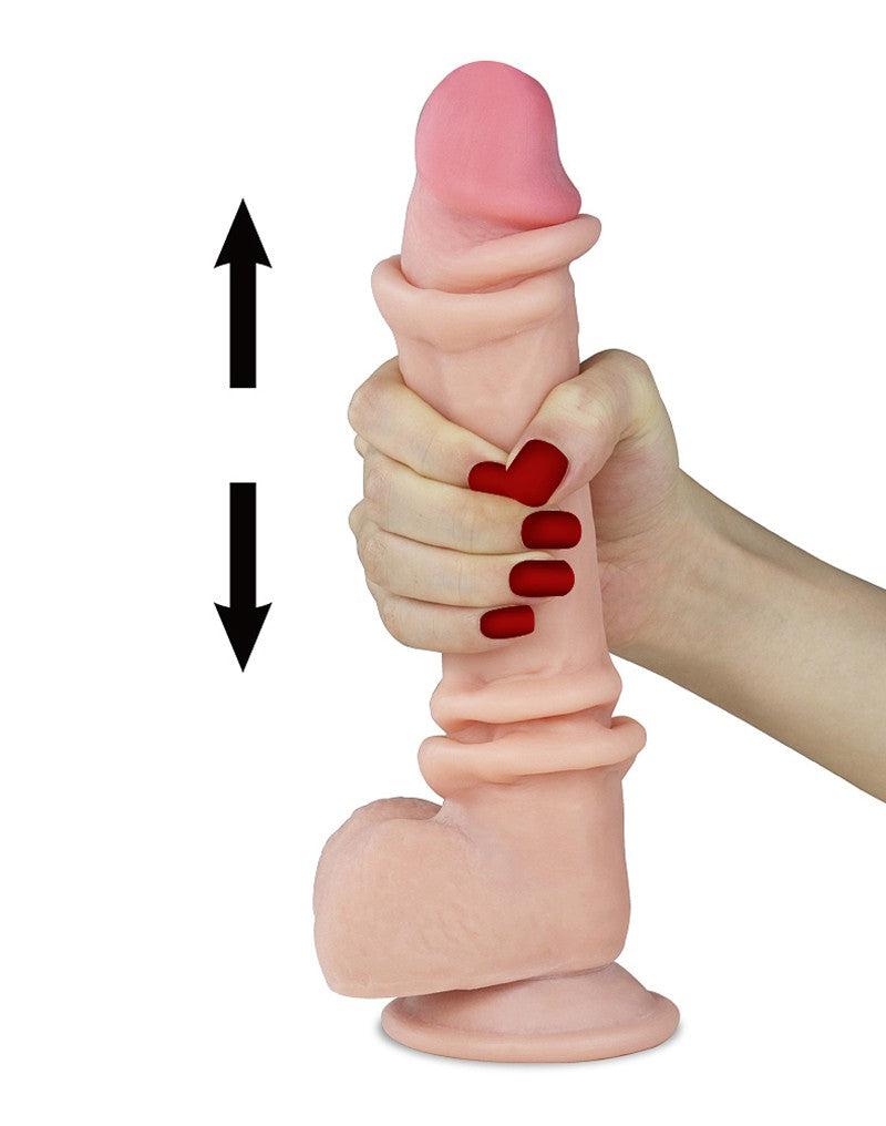 LoveToy - dildo ze śliską skórą - długość 24 cm - jasny kolor skóry-Erotiekvoordeel.nl