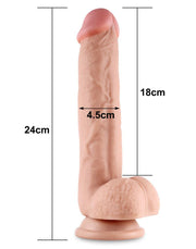 LoveToy - realistyczny dildo z przesuwaną skórą - długość 24 cm - jasny kolor skóry-Erotiekvoordeel.nl