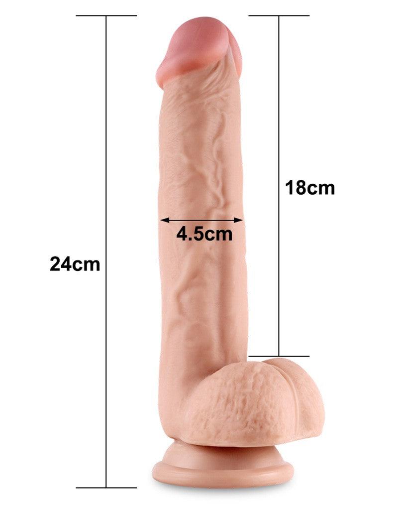 LoveToy - realistyczny dildo z przesuwaną skórą - długość 24 cm - jasny kolor skóry-Erotiekvoordeel.nl