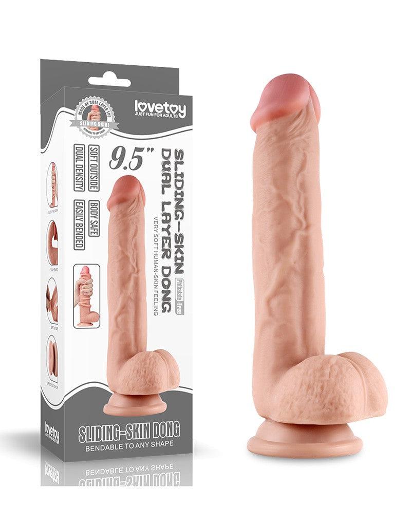 LoveToy - Ślizgające się realistyczne dildo - Długość 24 cm - Jasny kolor skóry-Erotiekvoordeel.nl