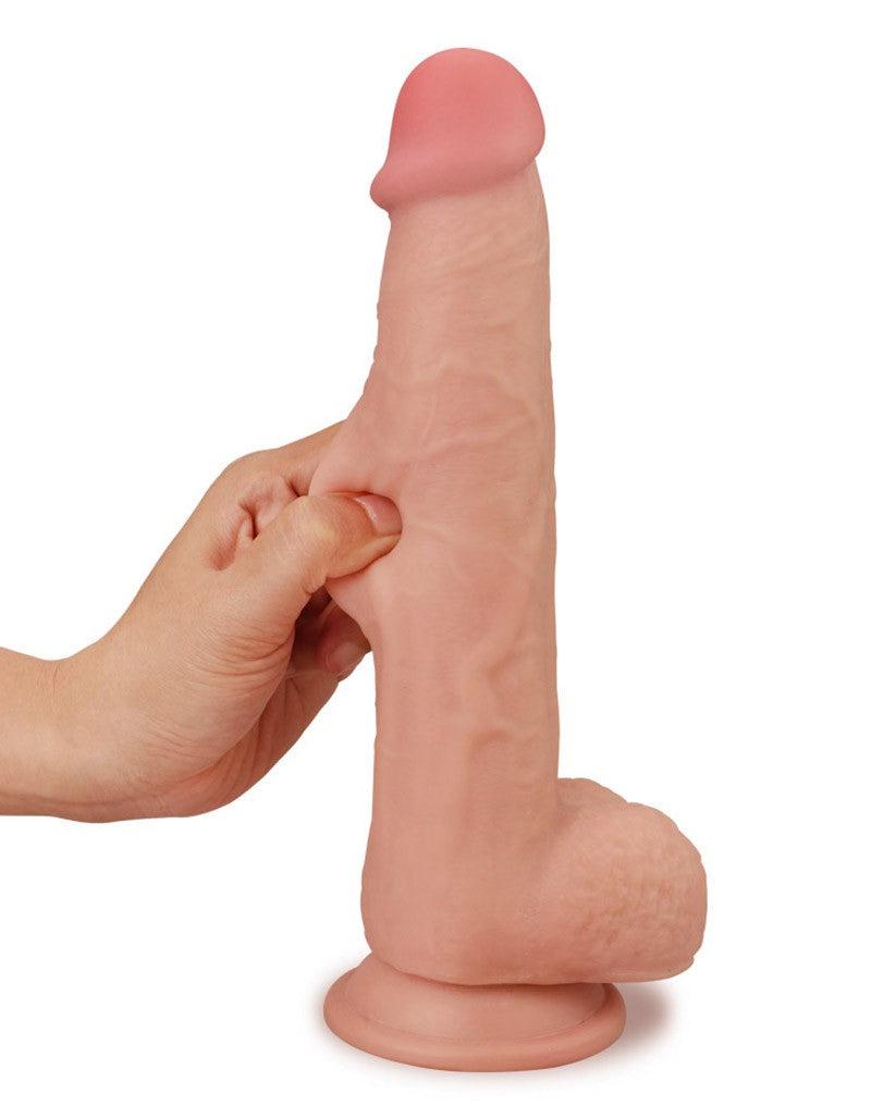 LoveToy - Dildo z ruchomą skórą - długość 24 cm - jasny kolor skóry-Erotiekvoordeel.nl