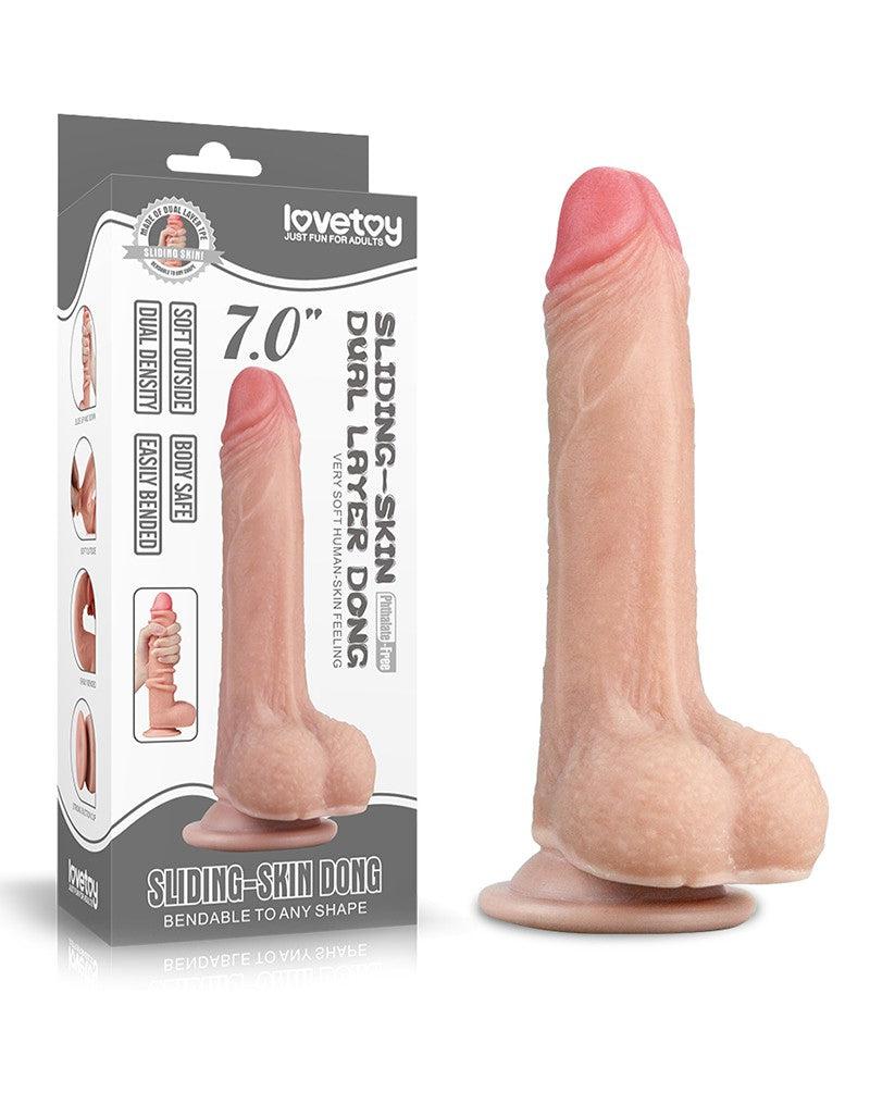 LoveToy - Sliding Skin Dildo - Lengte 18 cm - Lichte Huidskleur-Erotiekvoordeel.nl