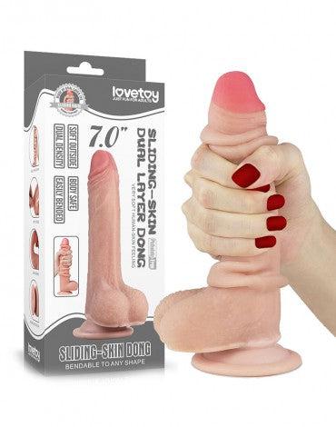 LoveToy - Sliding Skin Dildo - Lengte 18 cm - Lichte Huidskleur-Erotiekvoordeel.nl