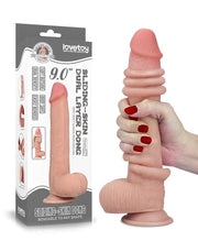 LoveToy - Sliding Skin Dildo - Lengte 23 cm - Lichte Huidskleur-Erotiekvoordeel.nl
