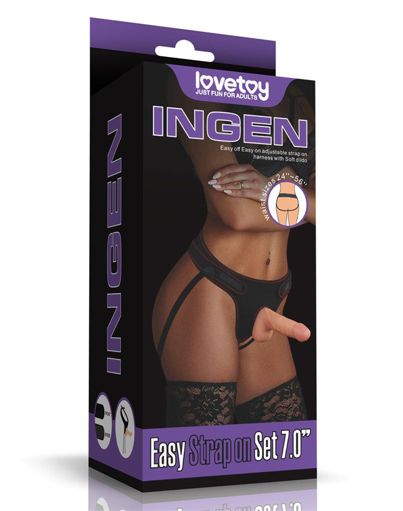 LoveToy - Easy Strap-on Set Met Dildo - 18 cm - Lichte Huidskleur-Erotiekvoordeel.nl